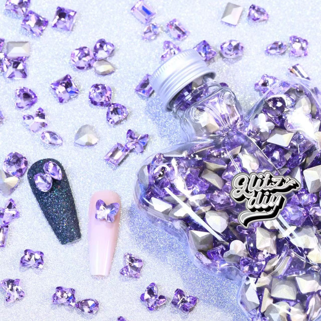 A<062>Purple Morpho Nail Diamond-DIY Jewelry Charm Accessories